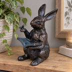 Bronze Reading Rabbit Ornament