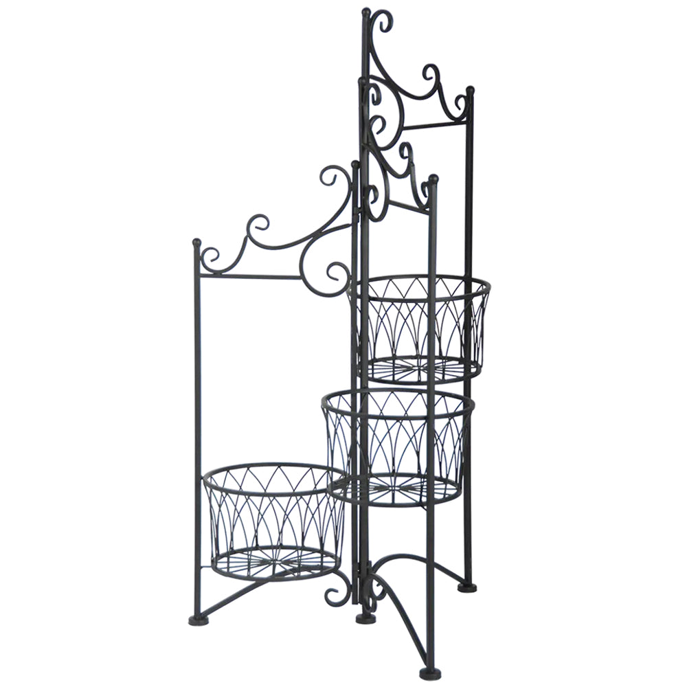 Round Folding 3 Plant Pot Stand