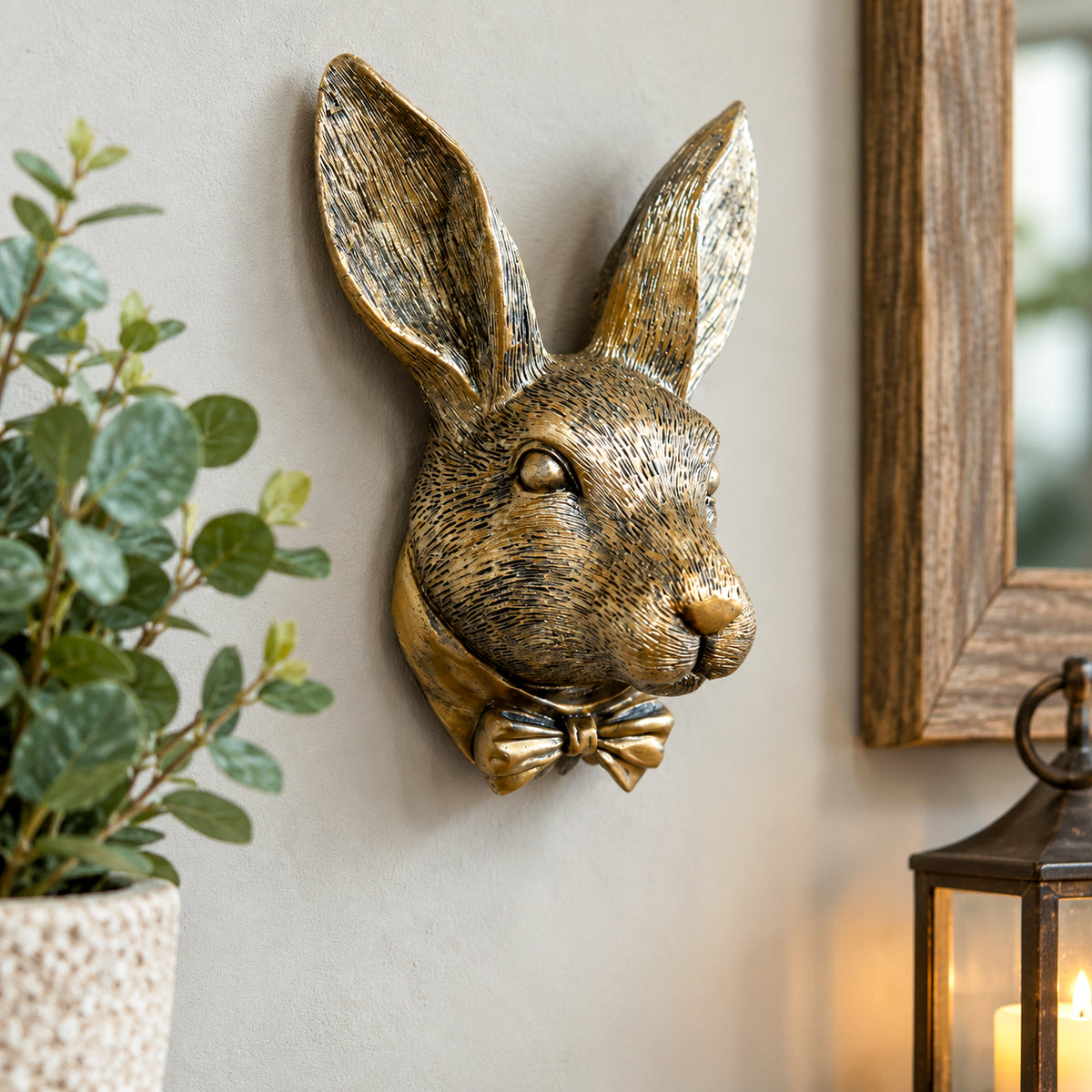 Antique Gold Rabbit Head Wall Decoration