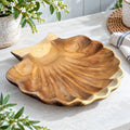 Teak Wood Scallop Shell Bowl