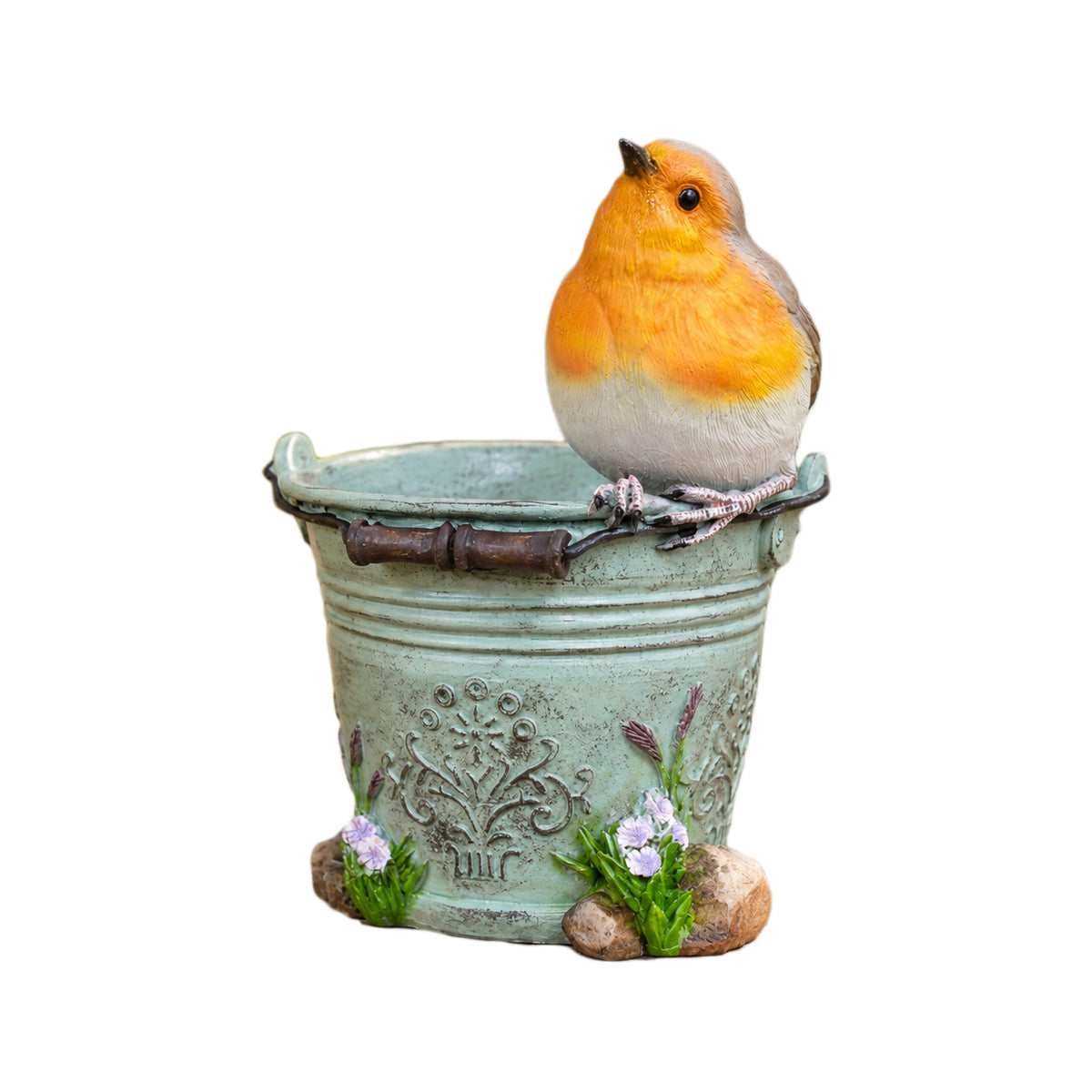 Singing Robin On Bucket Ornament