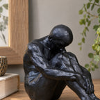 Small Bronze Sitting Man Sculpture