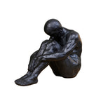 Small Bronze Sitting Man Sculpture