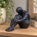 Small Bronze Sitting Man Sculpture