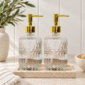 Set Of 2 Clear Diamond Glass Soap Dispensers