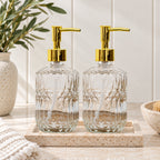 Set Of 2 Clear Diamond Glass Soap Dispensers
