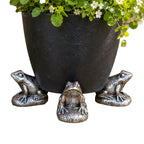 Set Of 3 Silver Frog Plant Pot Stands