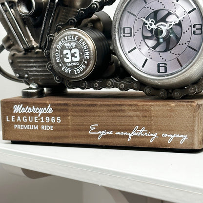 Silver Motorcycle Engine Clock