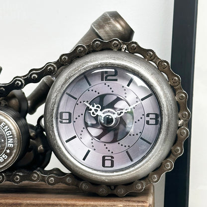 Silver Motorcycle Engine Clock