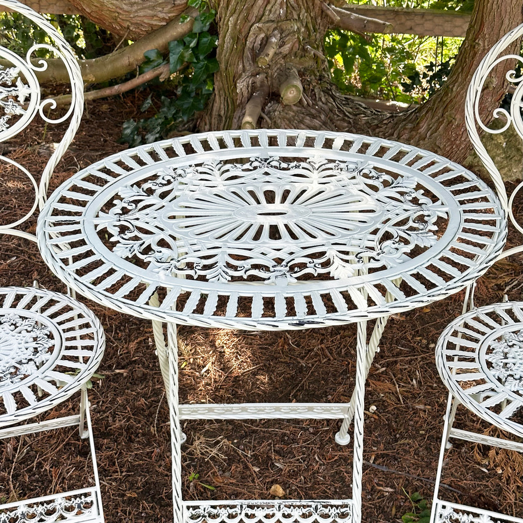 3pc White Oval Garden Bistro Set