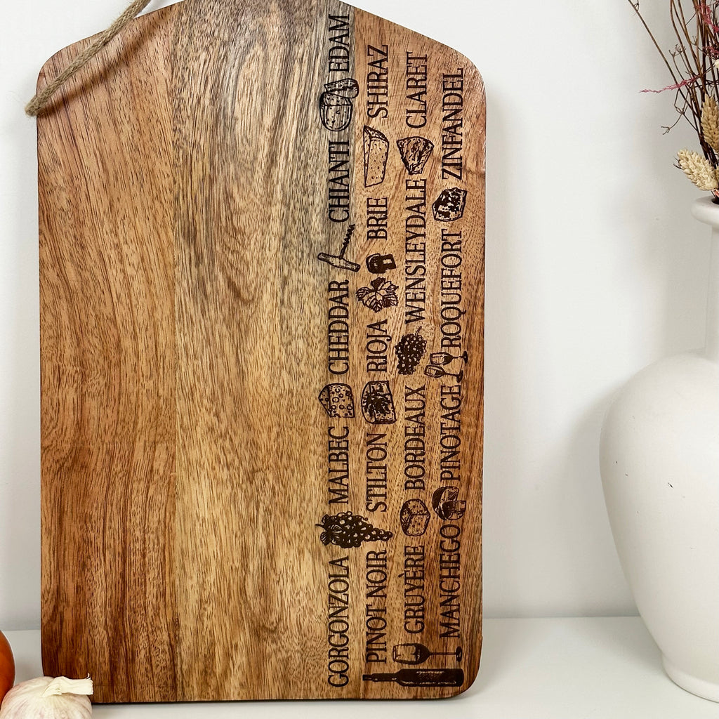 Etched Cheese & Wine Chopping Board A