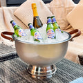 Großer Champagnerkühler mit Griffen aus Kunstleder