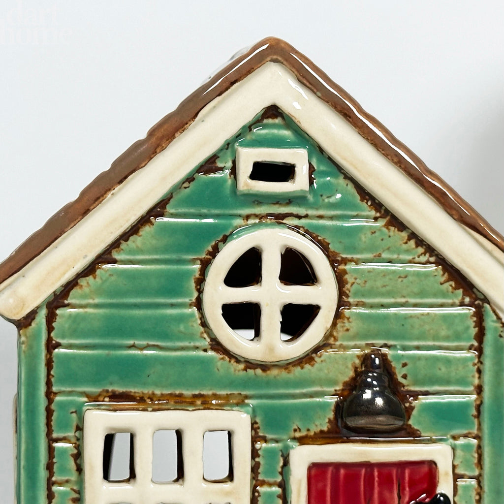 Green Holiday House Candle Holder