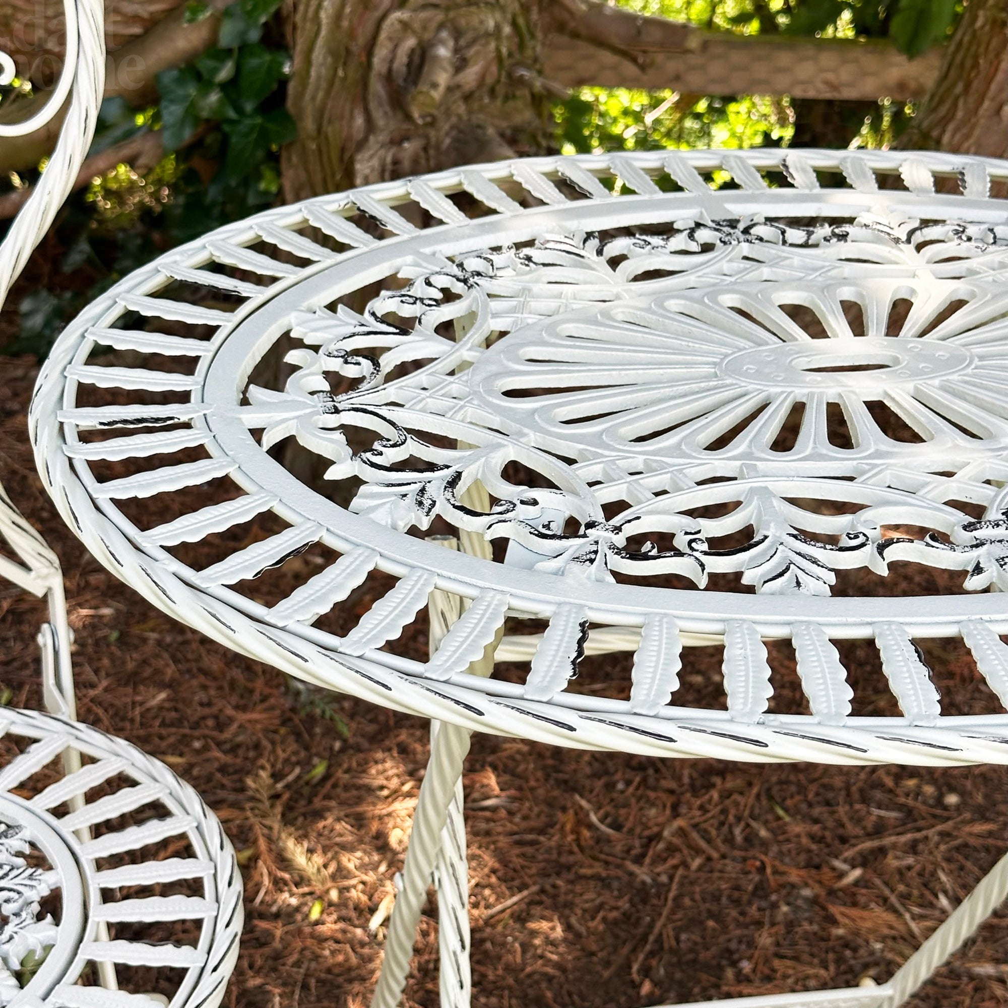 3pc White Oval Garden Bistro Set