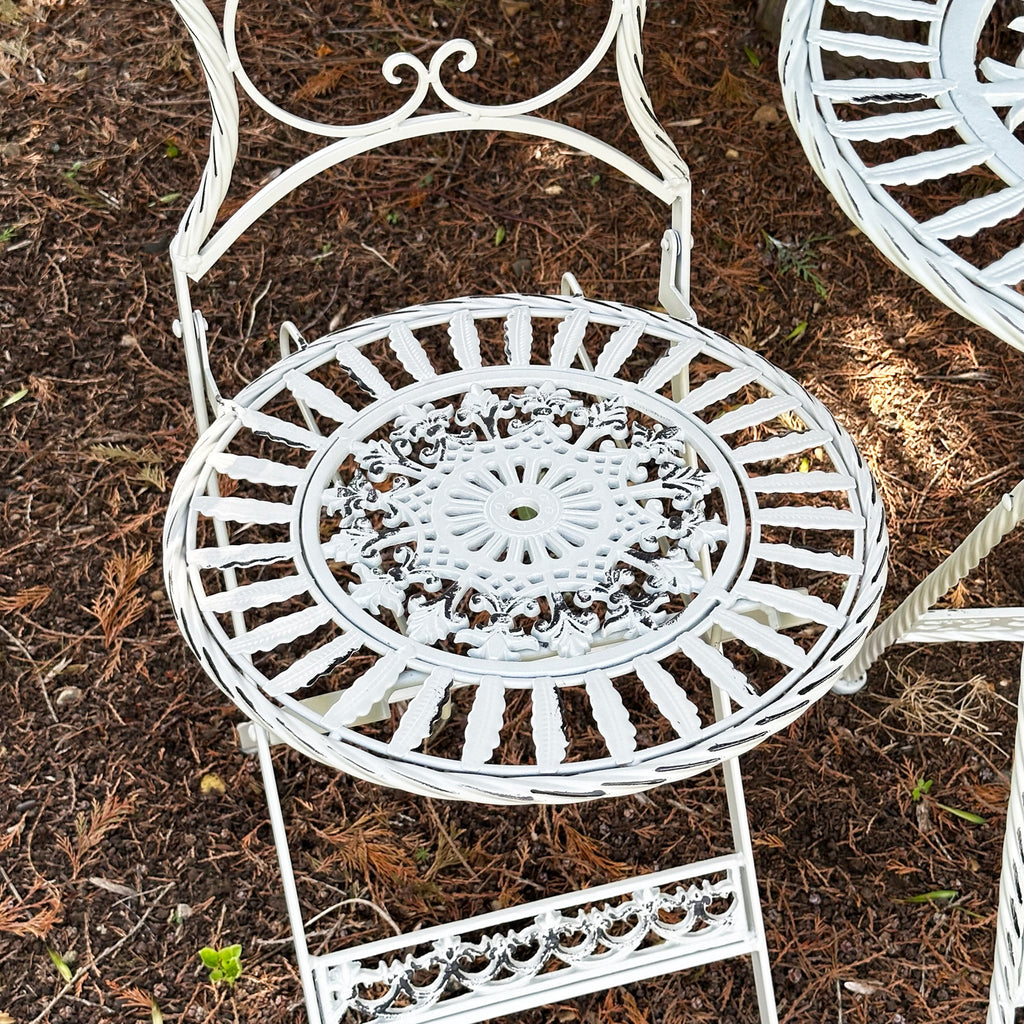 3pc White Oval Garden Bistro Set