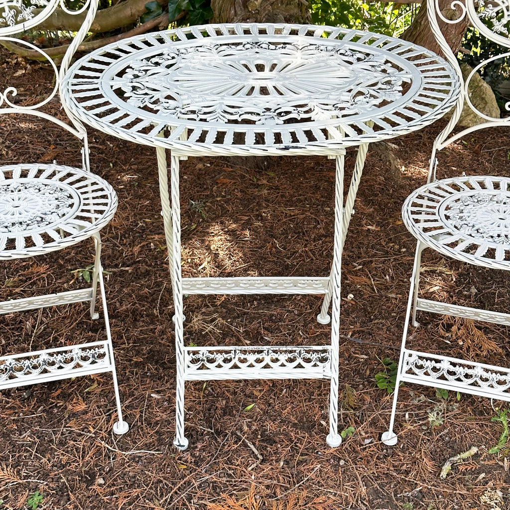 3pc White Oval Garden Bistro Set