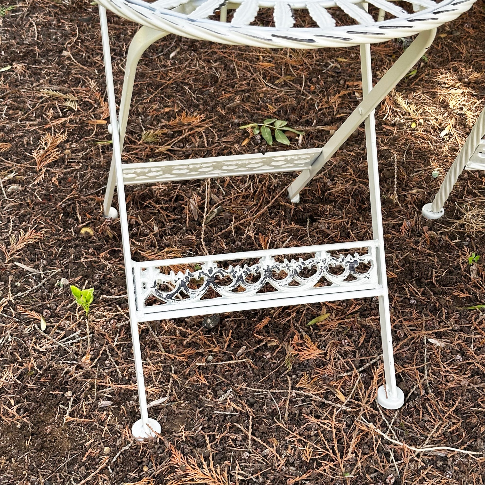 3pc White Oval Garden Bistro Set