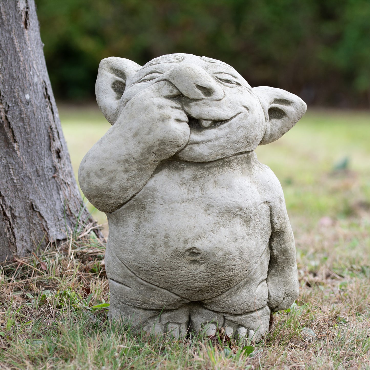 Heavy Stone Nose Picking Troll Statue