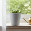 Set Of 4 Cool Grey Plastic Indoor Plant Pots