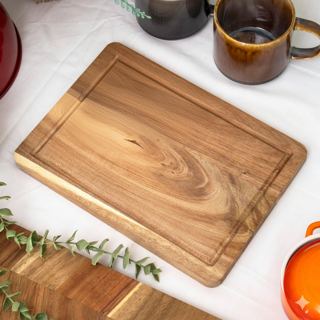 Small Acacia Wood Chopping Board With Groove