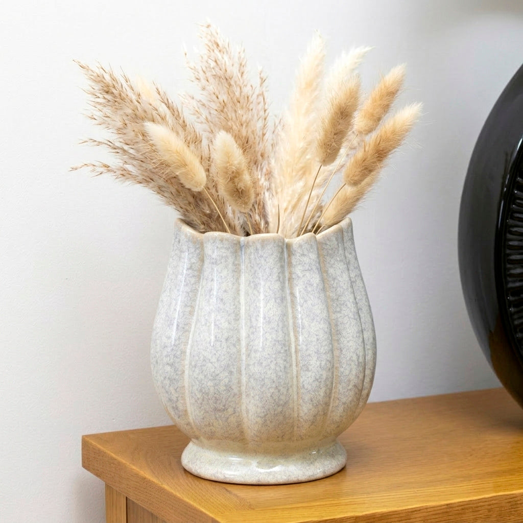 Round Ceramic Scalloped Vase