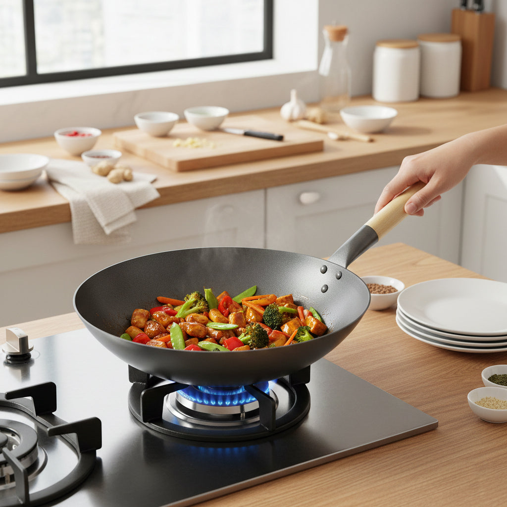 Traditional Round Bottom Carbon Steel Chinese Wok