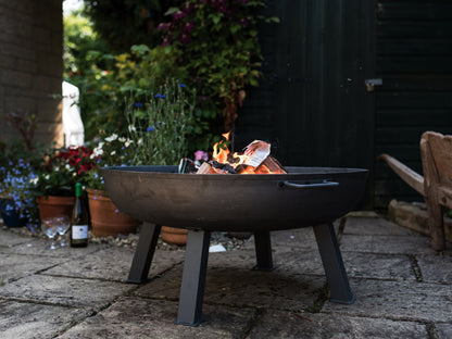 Black Cast Iron Fire Pit With Legs - 76cm