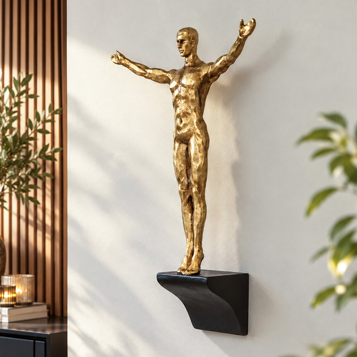 Gold Diving Man Wall Sculpture
