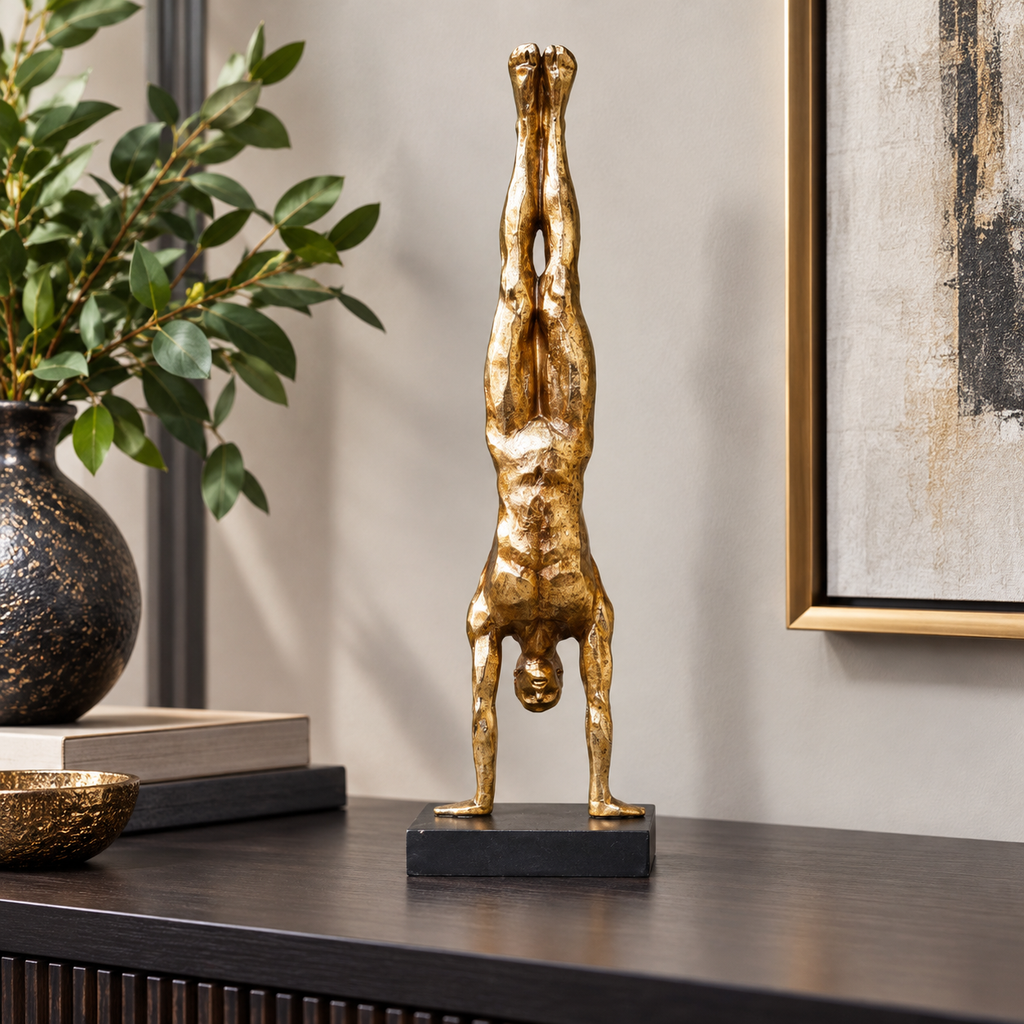 Gold Handstand Man Sculpture