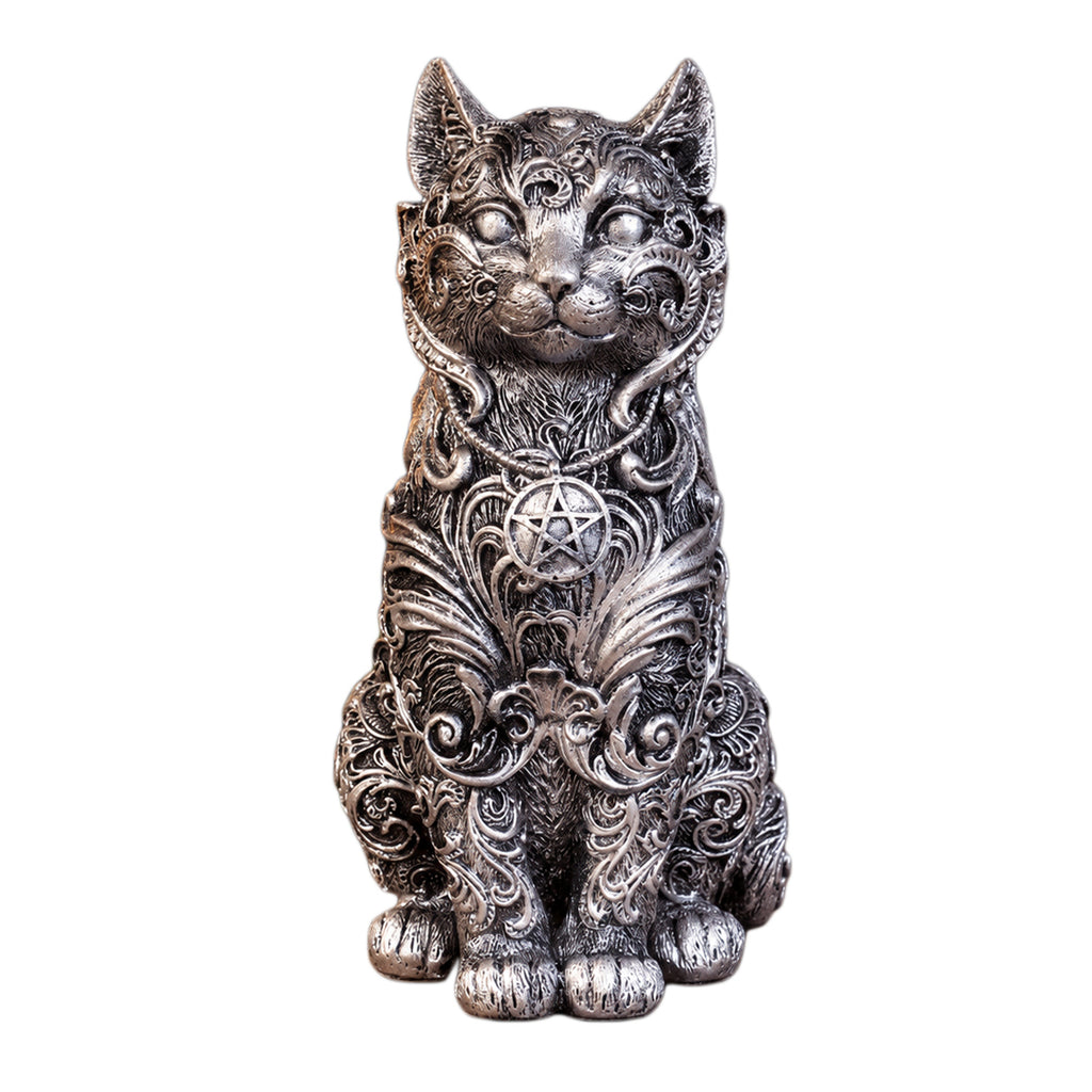 Silver Witchcraft Cat Ornament