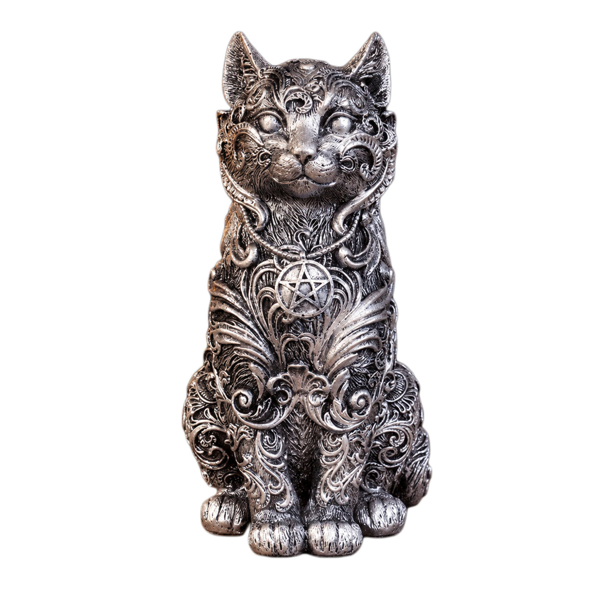 Silver Witchcraft Cat Ornament
