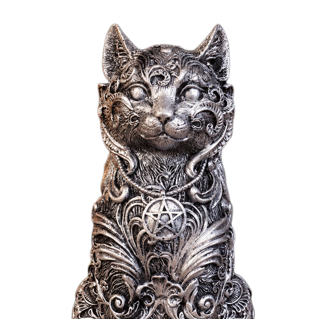 Silver Witchcraft Cat Ornament