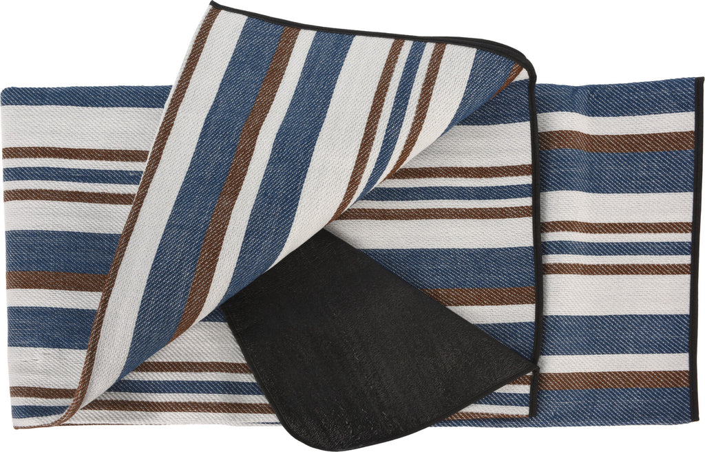 Blue And Brown Striped Picnic Blanket