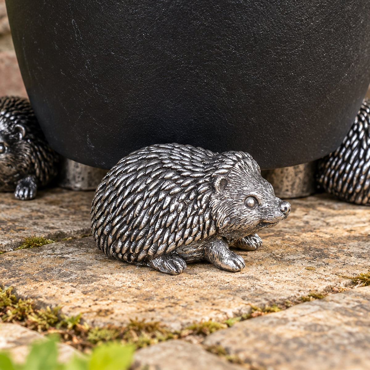 Set Of 3 Silver Hedgehog Plant Pot Stands