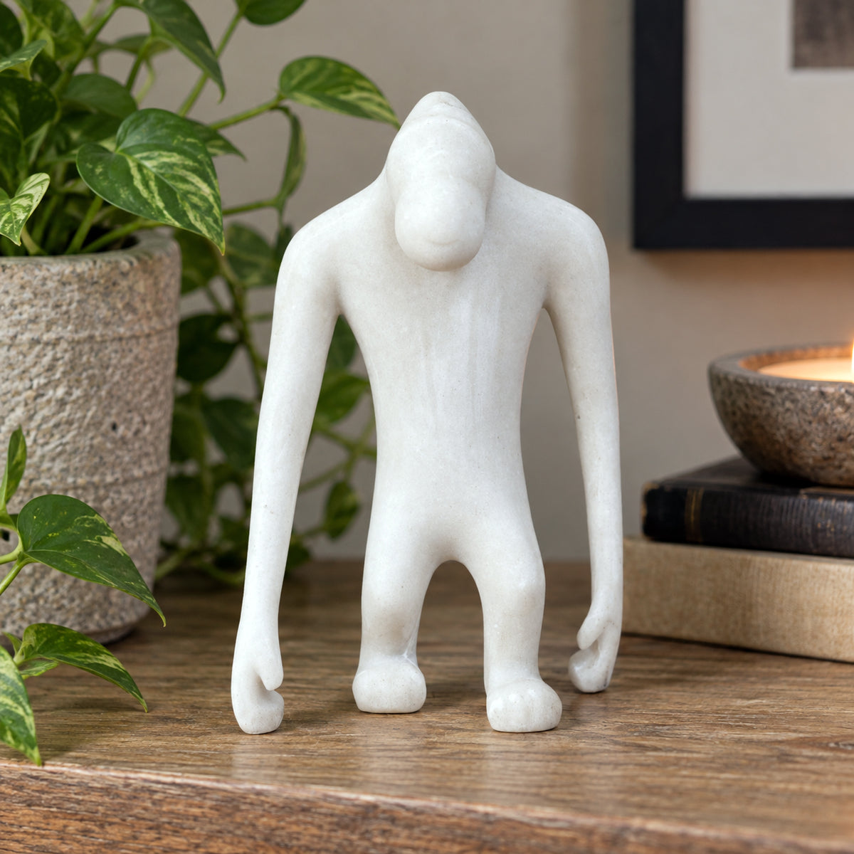White Quartz Resin Monkey Ornament