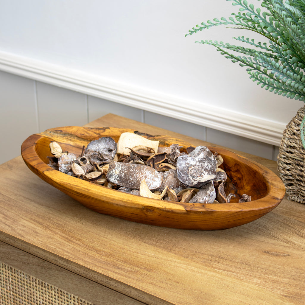 Teak Root Wood Long Bowl