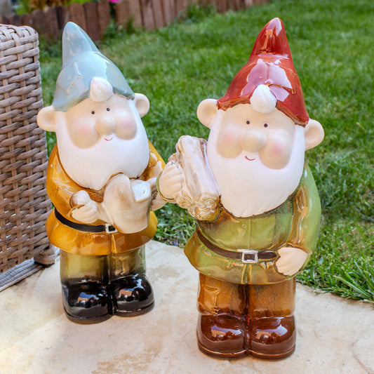 Reactive Glaze Garden Gnome Statues