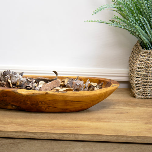 Teak Root Wood Long Bowl