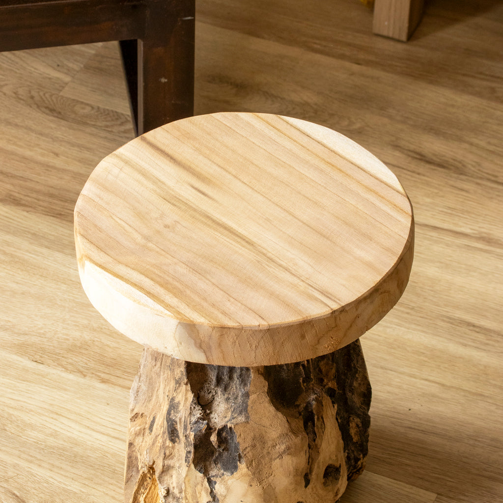 Round Rustic Teak Root Decorative Stool