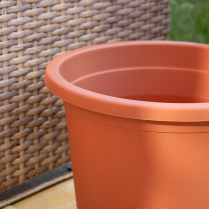 Set Of 4 Terracotta Plastic Cylinder Planters