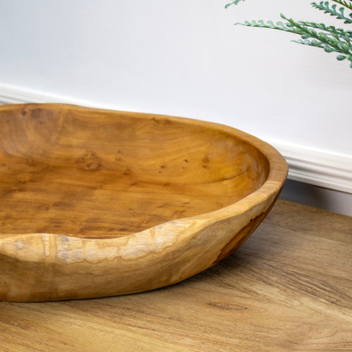 Runde Schale aus Teakholzwurzel, groß, 39 cm