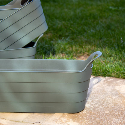 Set Of 4 Green Plastic Trough Planters