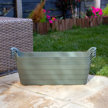 Set Of 4 Green Plastic Trough Planters