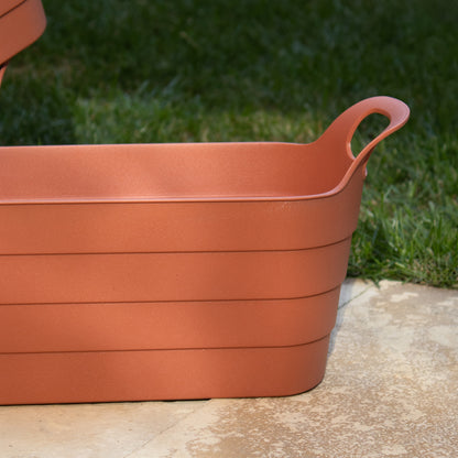 Set Of 4 Terracotta Plastic Trough Planters