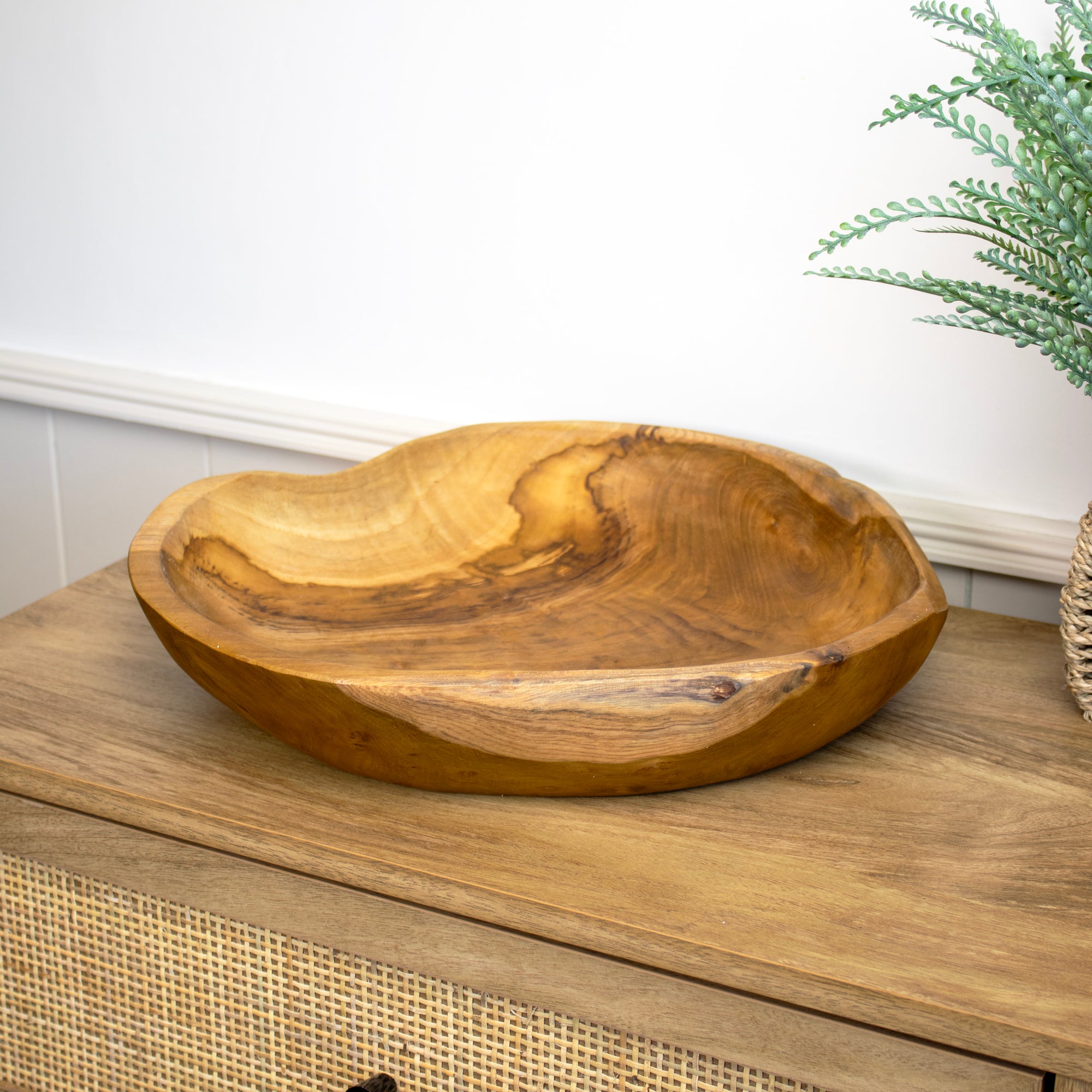 Large Rustic Teak Wood Table Bowl