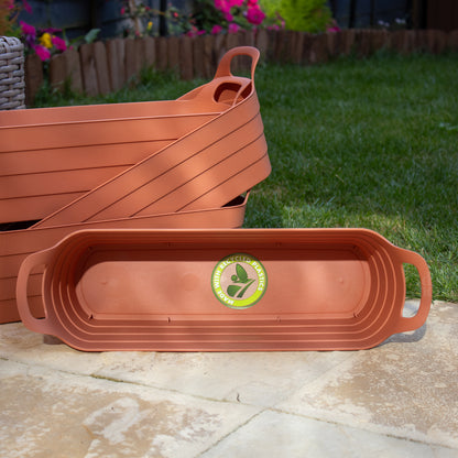 Set Of 4 Terracotta Plastic Trough Planters