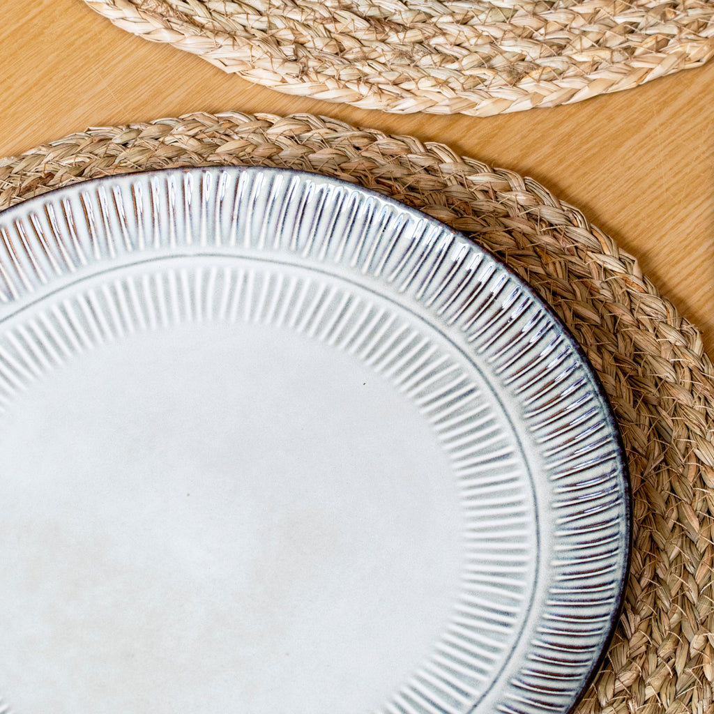 Set Of 4 Embossed Reactive Glaze Side Plates