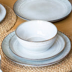 Set Of 4 Embossed Reactive Glaze Side Plates