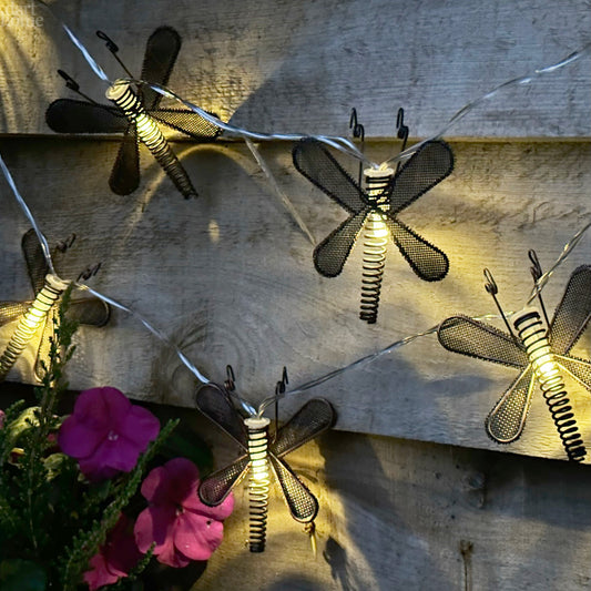 10 Kupfer-Libellen-Solarleuchten