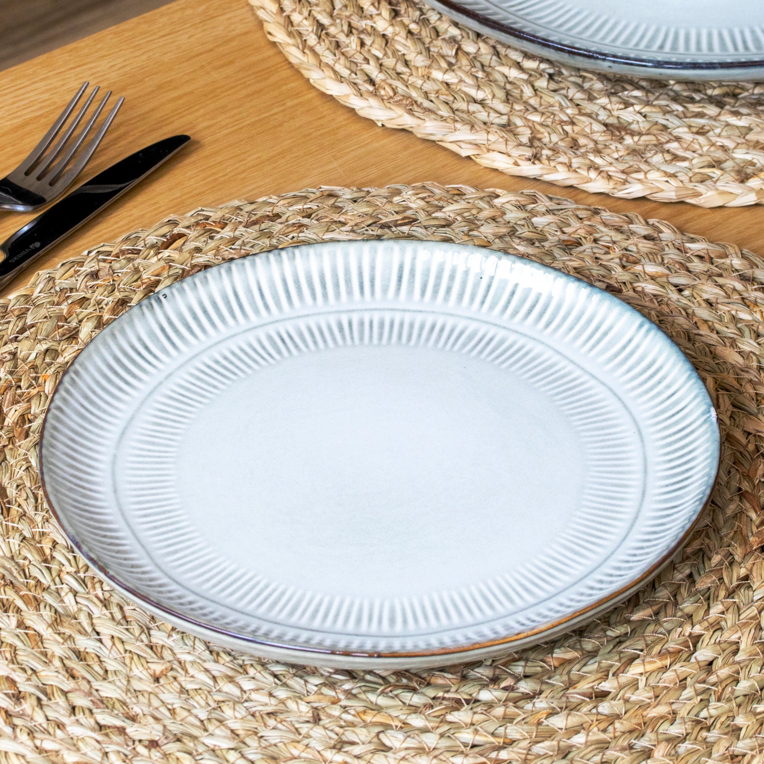 Set Of 4 Embossed Reactive Glaze Side Plates